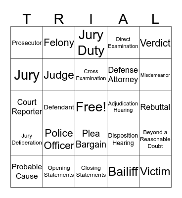 Trial Bingo Card