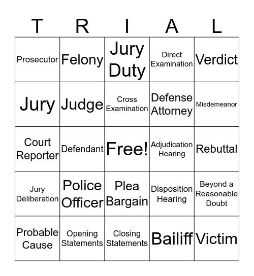 Trial Bingo Card