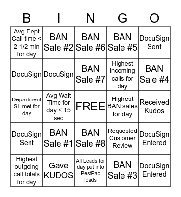 RSC  Bingo Card