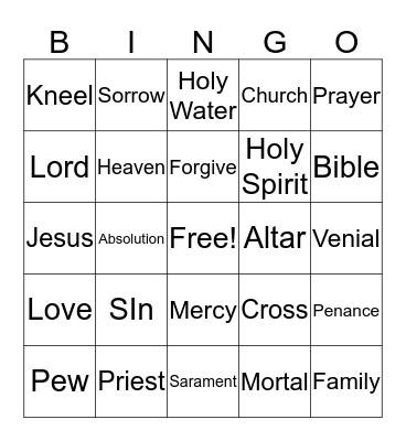 Reconciliation Bingo Card