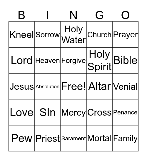 Reconciliation Bingo Card