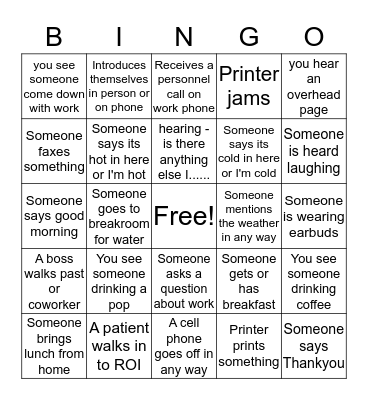 Health Information Management Week Bingo Card