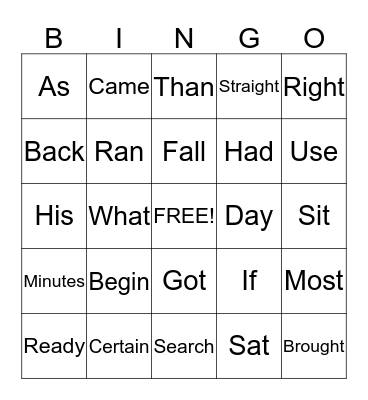 Sight Words Purple Bingo Card