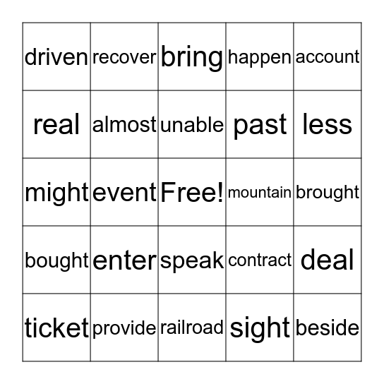 SPINGO Bingo Card