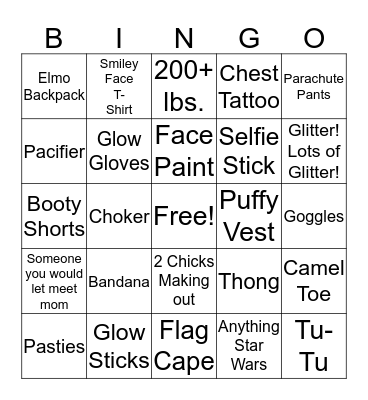 Rave Bingo Card