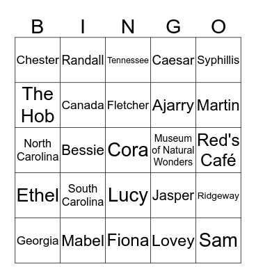 The Underground Railrod Bingo Card
