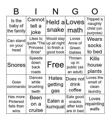 Get to Know You Bingo Card