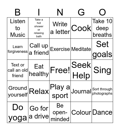 Positive Bingo Card