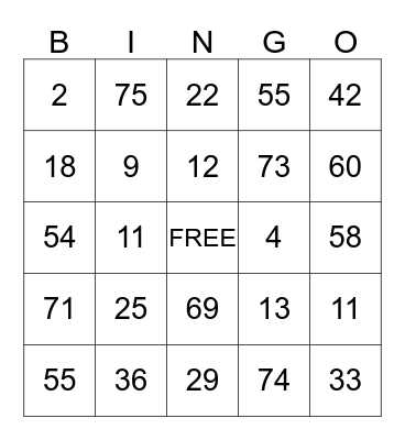 Engram Family Bingo Card