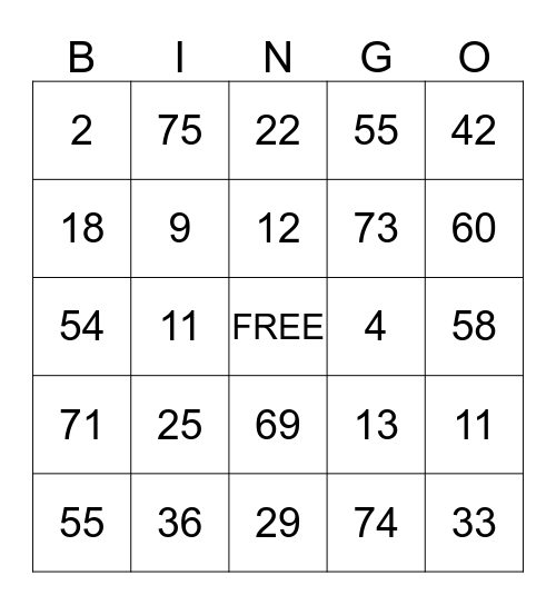 Engram Family Bingo Card