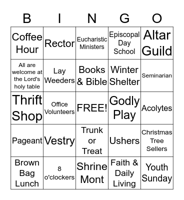 Church of St. Clement  Bingo Card