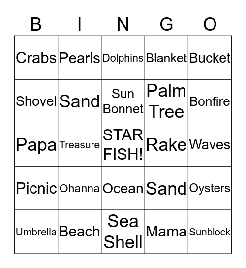 Under the Sea Baby Bingo Card