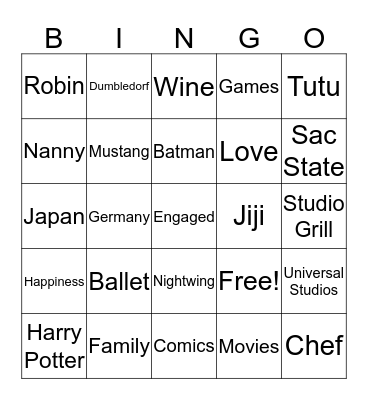 Mike and Nora Bingo Card