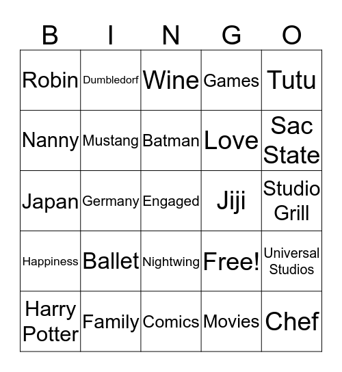 Mike and Nora Bingo Card