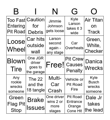 PIR Camping World 500 Bingo Card