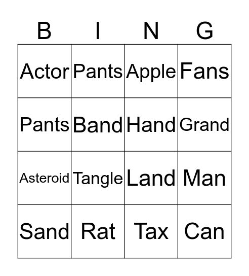 Untitled Bingo Card