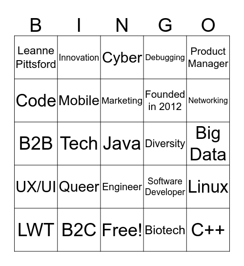 Lesbians Who Tech Bingo! Bingo Card