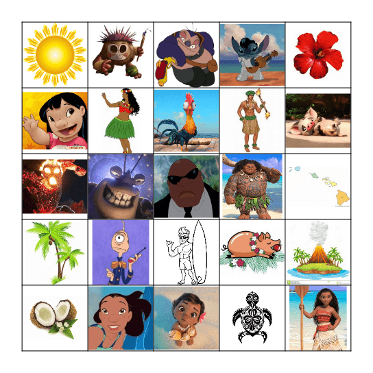 Luau Bingo Card