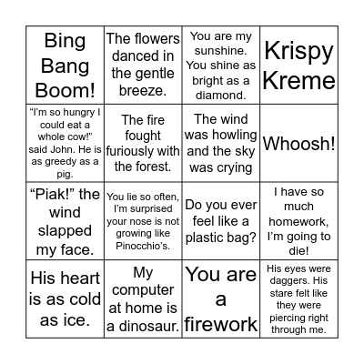 Literary Devices Bingo Card