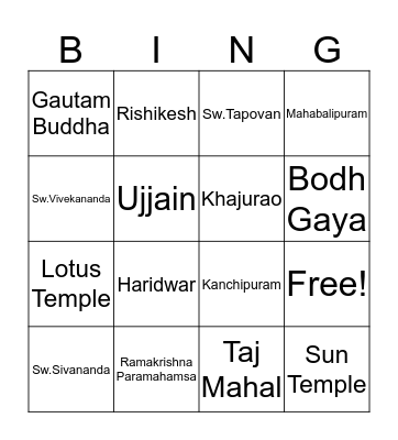 India- Temples, culture & Saints  Bingo Card