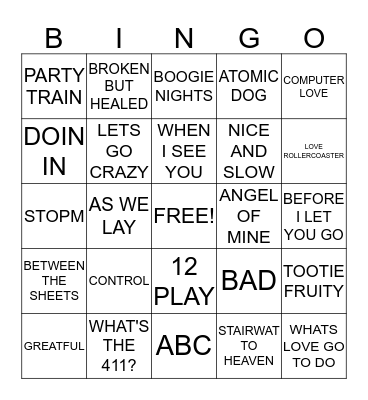 MUSIC BINGO Card