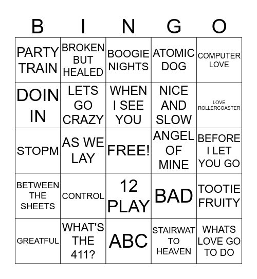 MUSIC BINGO Card