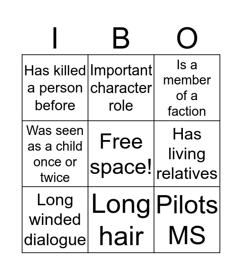 IBO Death Flags 2: The Return: Ressurection: THE UPRISING Bingo Card