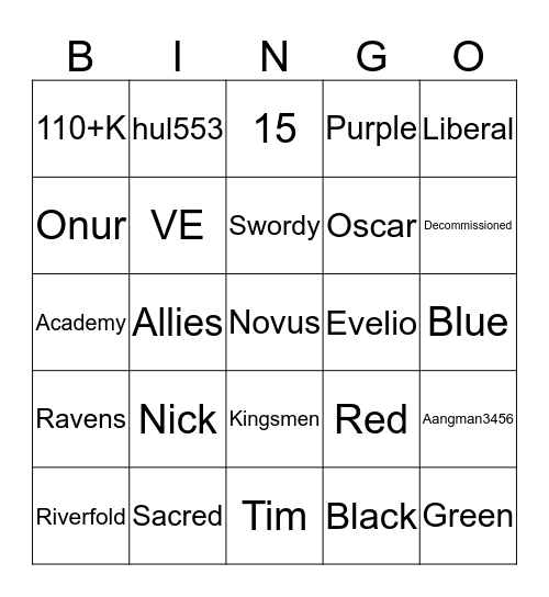 Veloxic Empire Bingo Card