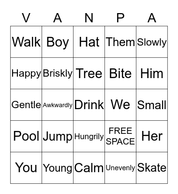 Word Bingo Card
