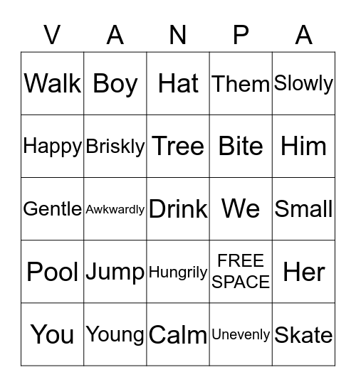 Word Bingo Card