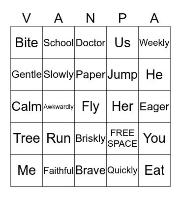 Word Bingo Card