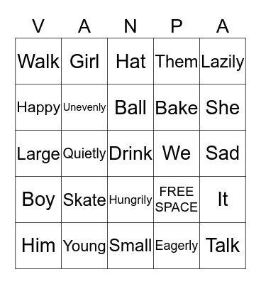Word Bingo Card