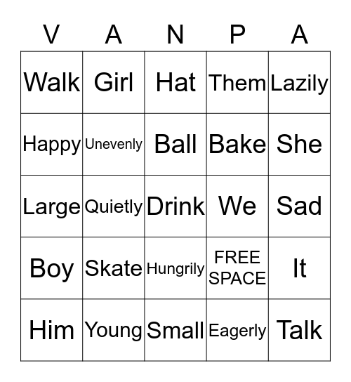 Word Bingo Card
