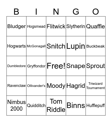 Harry Potter BINGO Card