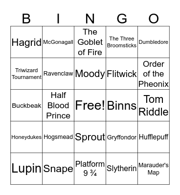 Harry Potter Bingo Card