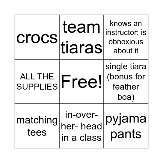 Crop Bingo Card