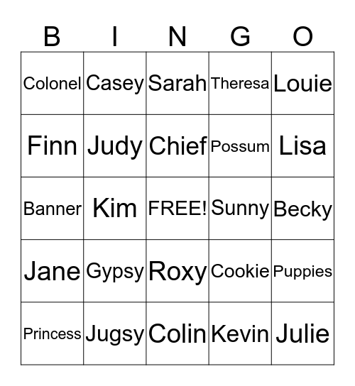 Barn Bingo Card