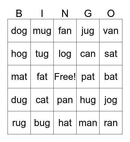 Rayne's First Words Bingo Card