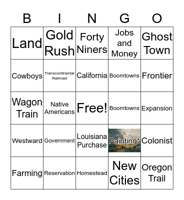 Westward Expansion Bingo Card