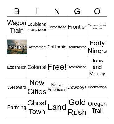 Westward Expansion Bingo Card