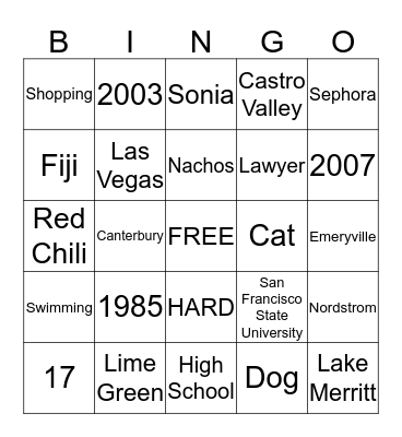 Salona's Bridal Shower Bingo Card