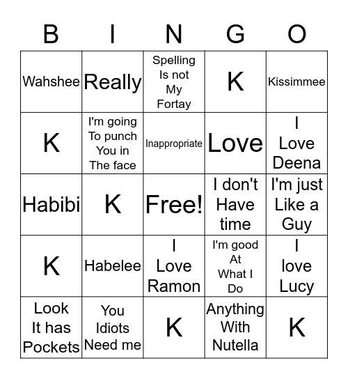 BANO BINGO Card