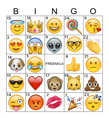 Emoji Bingo Cards On Bingo Baker