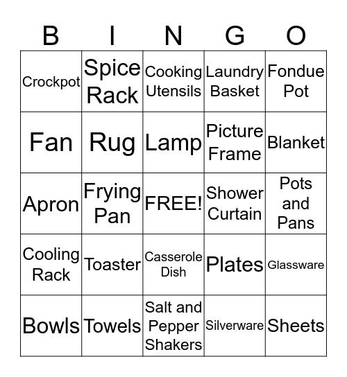 Bridal Shower BINGO Card