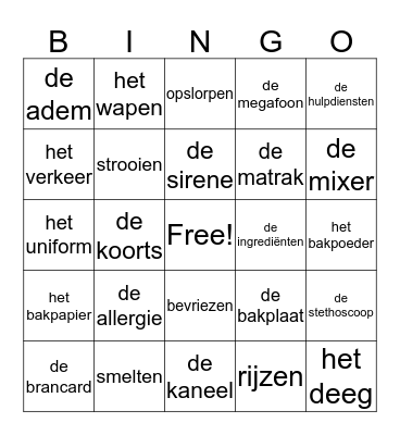 BINGO GESPREK Bingo Card