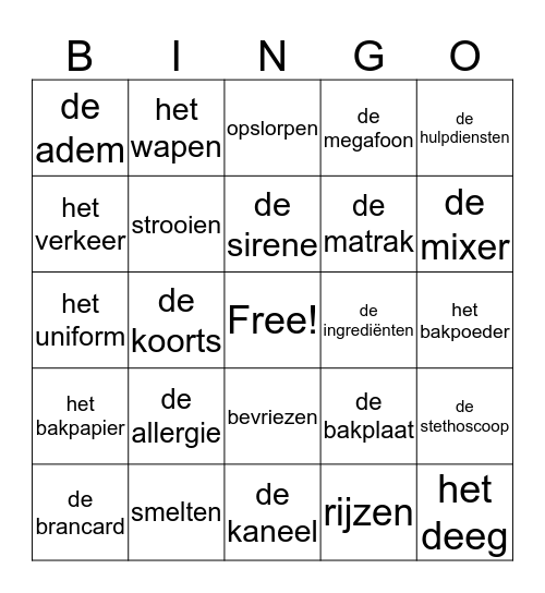 BINGO GESPREK Bingo Card