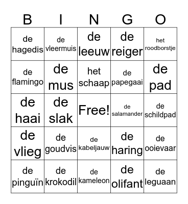 Het dierenrijk Bingo Card