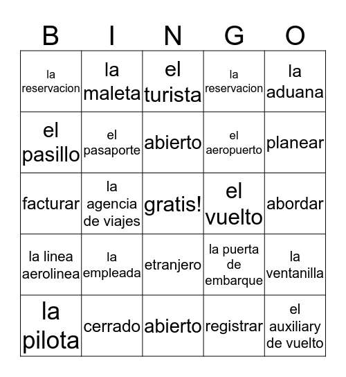 Ch. 8A Vocab Bingo Card