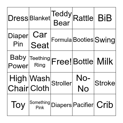 Baby Shower Bingo Card