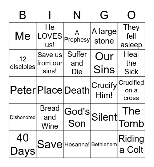 Jesus: God who Saves! Bingo Card